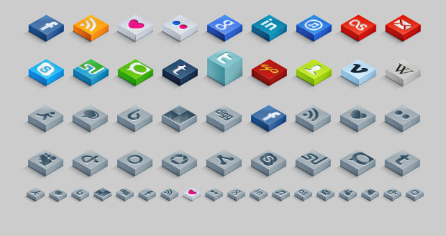 Isometric 3d Social Icons Set Social Icons Pixeden