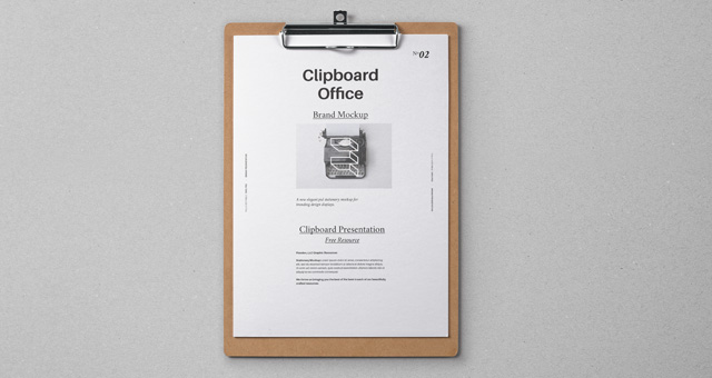 002 clipboard cardboard paper brand clip office folded mockup free psd presentation stationery