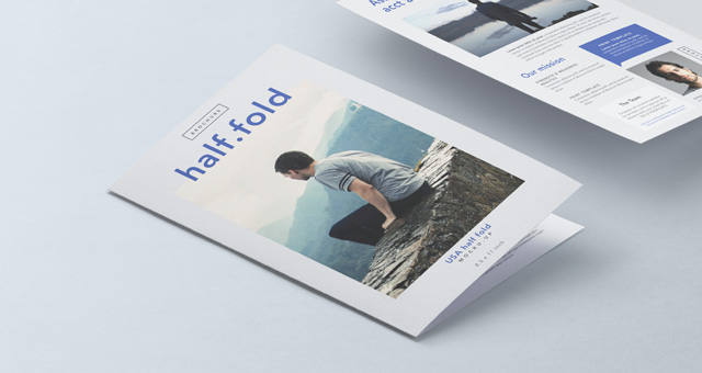 Free Us Half Fold Brochure Mockup Mockups Design Free Premium Mockups