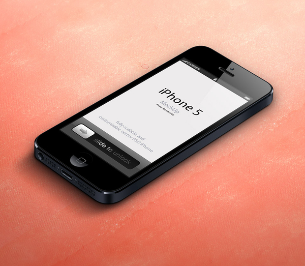3D View iPhone 5 Psd Vector Mockup