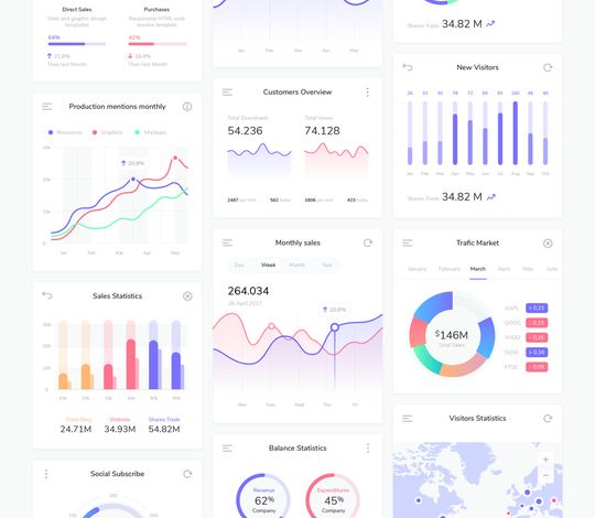 Dashboard Infographic Charts Vector