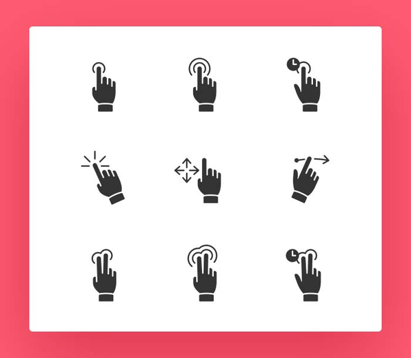 Filled Touch Gesture Icons Set