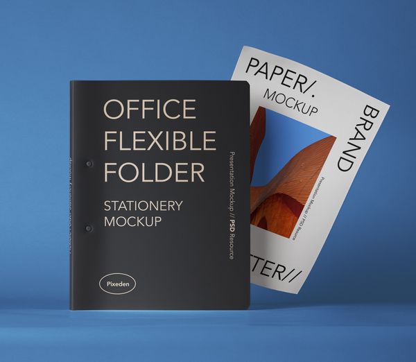 Flexible Psd Folder Stationery Mockup