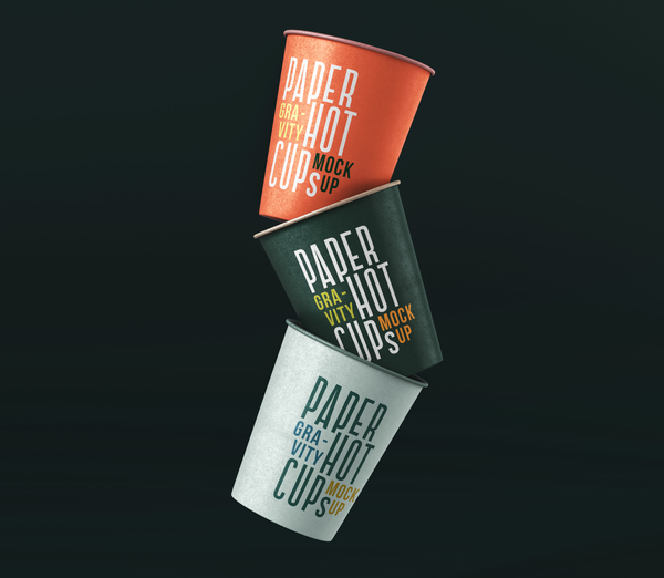 Gravity Paper Cup Psd Mockup