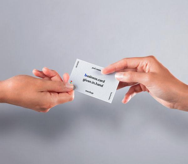 Hand Giving Psd Business Card Mockup