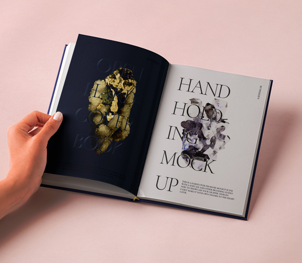 Hand Holding Glossy Psd Open Book Mockup