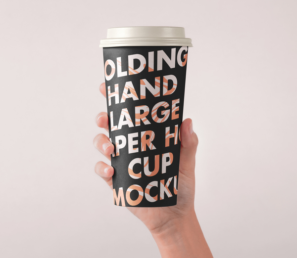 Hand Holding Large Psd Paper Cup Mockup