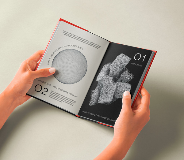 Hands Holding Open Psd Book Mockup
