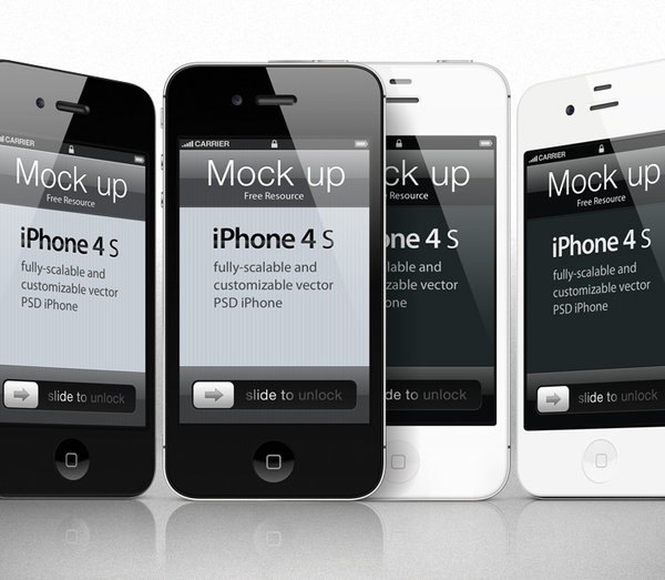 iphone 4s psd vector mockup template