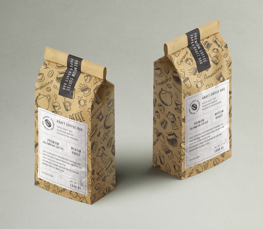 Kraft Coffee Bag Packaging Mockup 3