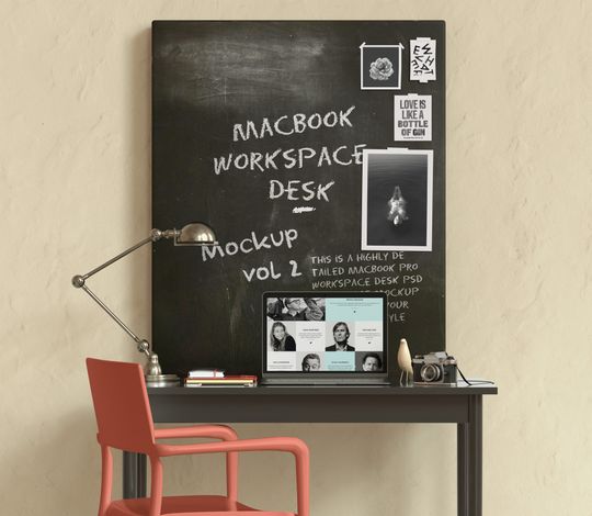 Macbook Desktop Desk Psd Mockup 2