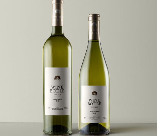 Psd White Wine Bottle Mockup vol3
