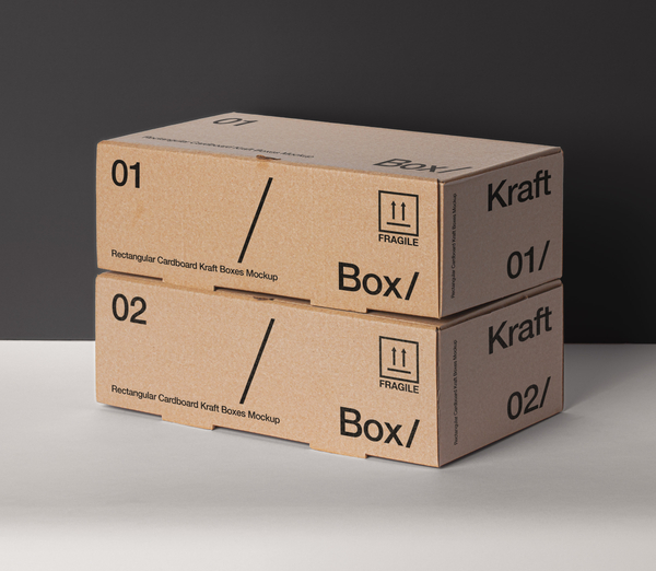 Rectangular Psd Cardboard Boxes Mockup