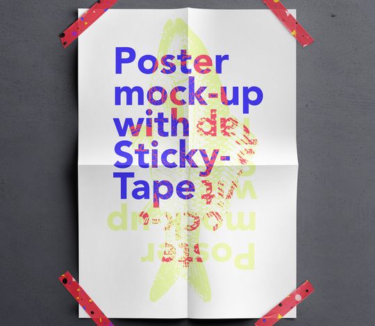 Scotch Tape Psd Poster Mockup