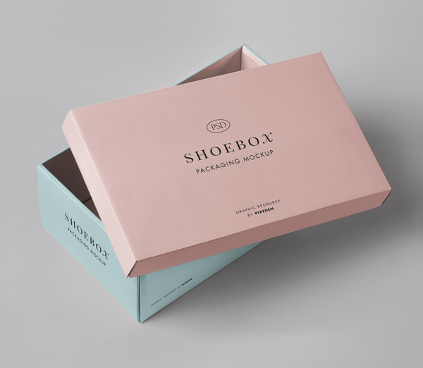 Shoe Box Psd Packaging Mockup Scene