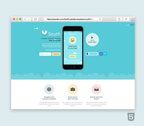 South HTML5 App Landing Page