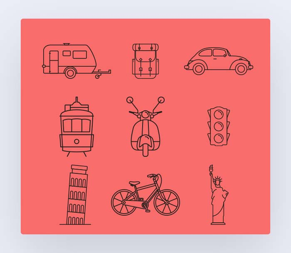 Travel Icons Collection Set