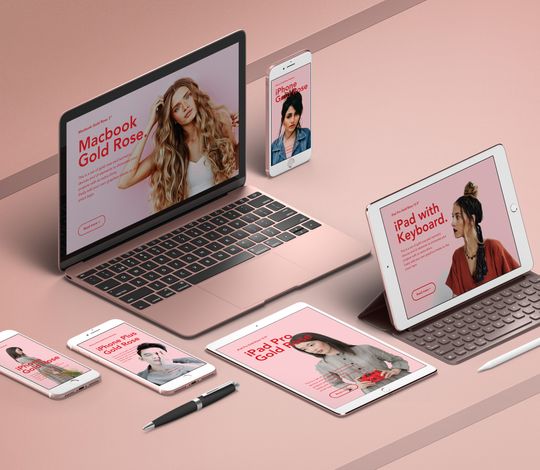 UI Rose Gold Psd Apple Devices Pack